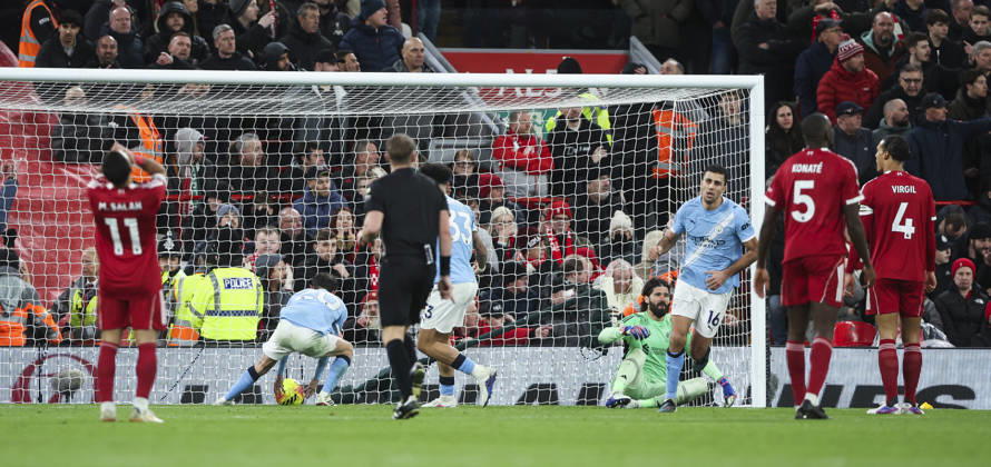Liverpool v Manchester City, FA Premier League 08.02.26 Liverpool v Manchester City, FA Premier League Bradley Ormesher The Times Bernardo Silva of Manchester City scores and celebrates scoring his teams 1st goal 1-1 Copyright: xBradleyxOrmesherx NINTCHDBPICT001057465121