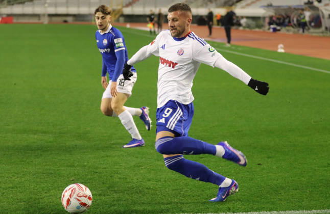 SuperSport HNL, round 18: HNK Hajduk Split v NK Slaven Belupo Ante Rebic of HNK Hajduk Split during the SuperSport HNL 2025. 2026. round 21 match between HNK Hajduk Split and NK Slaven Belupo at Poljud Stadium in Split, Croatia on February 7, 2026.  IvoxCagalj PIXSELL