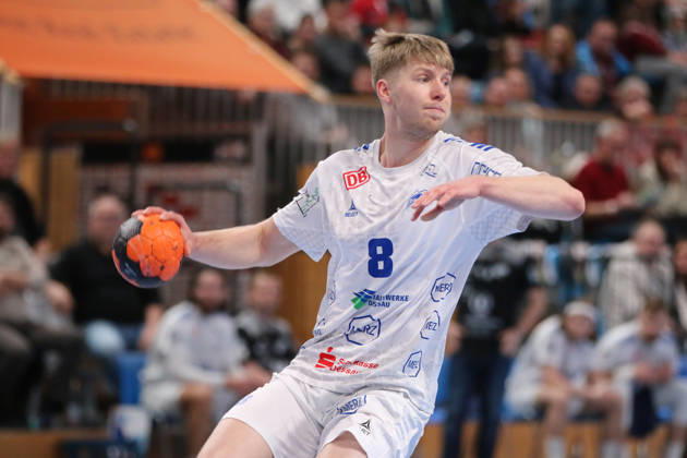 13 02 2026 Handball Men 2025 2026 2 Handball Bundesliga 19 Matchday 1 VfL Potsdam Dessau Roßlauer HV 06 MBS Arena Potsdam Julius Drachau Dessau, 8, white on the ball Potsdam Brandenburg Germany