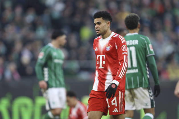 Luis Diaz FC Bayern München looks on during the Bundesliga match between SV Werder Bremen and FC Bayern München, Weserstadion on February 14, 2026 in Bremen, Germany Photo by Oliver Kaelke DeFodi Images Luis Diaz FC Bayern München looks on during the Bundesliga match between SV Werder Bremen and FC Bayern München at Weserstadion on February 14, 2026 in Bremen, Germany Photo by Oliver Kaelke DeFodi Images DFL regulations prohibit any use of photographs as image sequences and or quasi video Photo by Oliver Kaelke DeFodi Images
