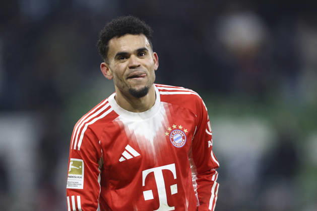 Luis Diaz FC Bayern Munich gestures, gestures during the Bundesliga match between SV Werder Bremen and FC Bayern Munich, Weserstadion on February 14, 2026 in Bremen, Germany Photo by Oliver Kaelke DeFodi Images Luis Diaz FC Bayern Munich gestures during the Bundesliga match between SV Werder Bremen and FC Bayern Munich at Weserstadion on February 14, 2026 in Bremen, Germany Photo by Oliver Kaelke DeFodi Images DFL regulations prohibit any use of photographs as image sequences and or quasi video Photo by Oliver Kaelke DeFodi Images