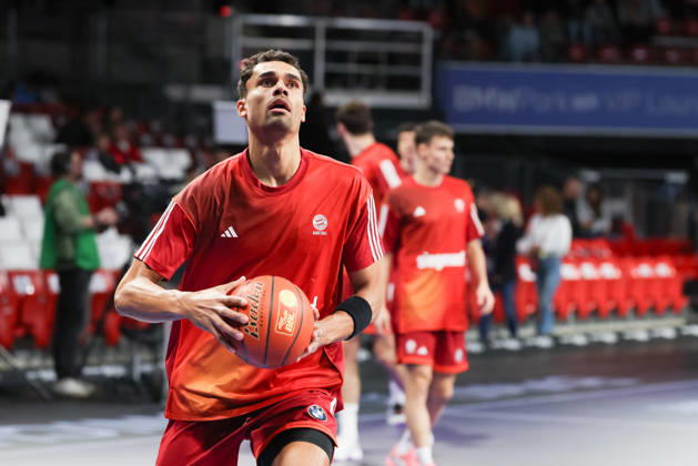 Oscar da Silva FC Bayern Basketball, 01 warming up before the game, GER, FC Bayern Basketball vs Skyliners Frankfurt, Basketball, easycredit Basketball Bundesliga, 21 Matchday, Season 2025 2026, 17 02 2026, GER, FC Bayern Basketball vs Skyliners Frankfurt, Basketball, easycredit Basketball Bundesliga, 21 Matchday, Season 2025 2026, 17 02 2026 Munich Copyright: xEibner-Pressefoto JennixMaulx EP_JML