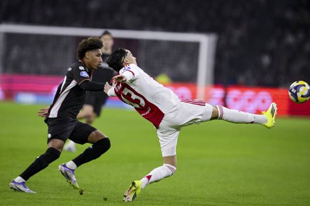 AMSTERDAM (l-r) NoÃ Lebreton of NEC Nijmegen and Rayane Bounida of AFC Ajax during the Dutch Eredivisie match between AFC Ajax and NEC at the Johan Cruijff ArenA on February 21, 2026, in Amsterdam, Netherlands. OLAF KRAAK ANP Eredivisie 2025-2026 xVIxANPxSportx xxANPxIVx 551394995 originalFilename: 551394995