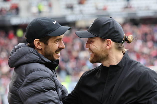 Julian Schuster SC Freiburg, Coach and Eugen Polanski Borussia Mönchengladbach, Coach , Germany, Football, 1 Bundesliga, Matchday 23, 2025 2026, SC Freiburg vs Borussia Mönchengladbach, 22 02 2026, Freiburg im Breisgau Europa Park Stadion Germany Copyright: xGrantxHubbsx
