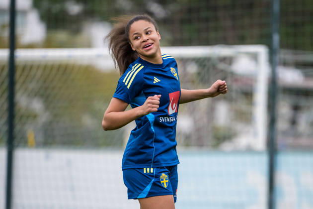 260225 Felicia Schröder of the Swedish women s national football at a training session on February 25, 2026 in Albufeira Photo Ludvig Thunman BILDBYRAN code LT LT0773 fotboll football soccer fotball träning practice training sverige sweden dam bbeng Copyright: LUDVIGxTHUNMAN BB260225LT030