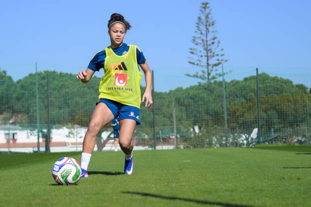 260226 Felicia Schröder of the Swedish women s national football team at a training session on February 26, 2026 in Albuferia Photo Ludvig Thunman BILDBYRAN code LT LT0774 fotboll football soccer fotball träning practice training sverige sweden dam bbeng Copyright: LUDVIGxTHUNMAN BB260226LT055