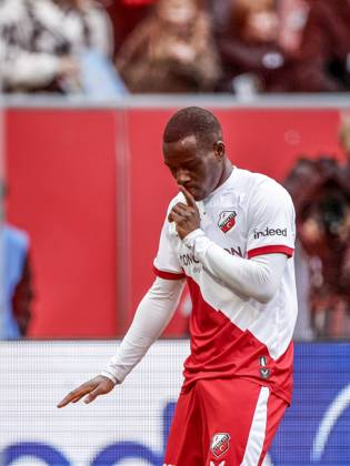 UTRECHT - Yoann Cathline of FC Utrecht celebrates the 1-0 goal during the Dutch Eredivisie match between FC Utrecht and AZ at the Galgenwaard Stadium on March 1, 2026, in Utrecht, Netherlands. BART STOUTJESDIJK ANP Eredivisie 2025-2026 xVIxANPxSportx xxANPxIVx 552135916 originalFilename: 552135916