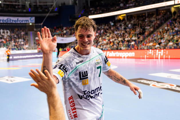 Victor KLOEVE FRISCH AUF Goeppingen, 07 jubilation, joy, passion, success, emotion, enthusiasm, positive emotions GER, TSV Hannover Burgdorf vs FRISCH AUF Goeppingen, Handball, Bundesliga, 23 Matchday, Season 2025 2026, 01 03 2026, GER, TSV Hannover Burgdorf vs FRISCH AUF Goeppingen, Handball, Bundesliga, 23 Matchday, Season 2025 2026, 01 03 2026, Hannover Copyright: xEibnerxPressefoto OliverxSchmidtx EP_OST