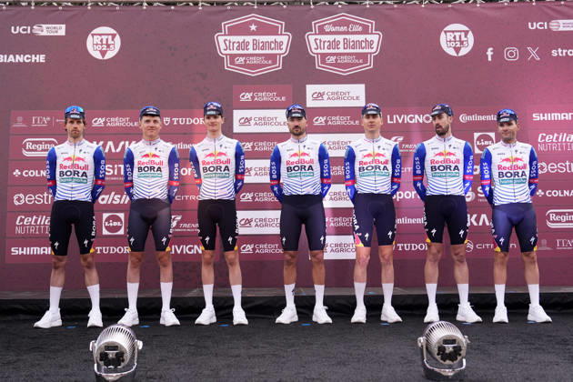 RED BULL - BORA - HANSGROHE during the team presentation of the Strade Bianche e Strade Bianche Women cycling race in Siena, Tuscany - Italy - Friday, March 6, 2026. - cycling  Copyright: xFabioxFerrari LaPressex