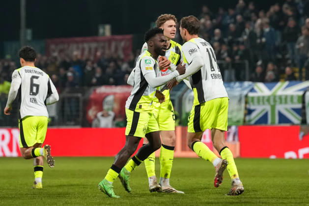 Friday, 06 03 2026 Season 2025 2026 25 Matchday Regionalliga West at Ohlendorf Stadion im Heidewald, Gütersloh, Germany FC Gütersloh BV Borussia Dortmund U23 Goal celebration after the 1 1 by Mampasi Joseph Boyamba BVB