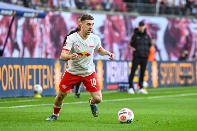 Soccer I Men I Season 2025 2026 I Bundesliga I 25 Matchday I RB Leipzig FC Augsburg I 07 03 2026 Brajan Gruda 10, RB Leipzig with ball Crop, close-up, portrait, portrait, single photo, single image, body Leipzig Red Bull Arena Saxony Germany Copyright: xLobeca InesxHähnelx