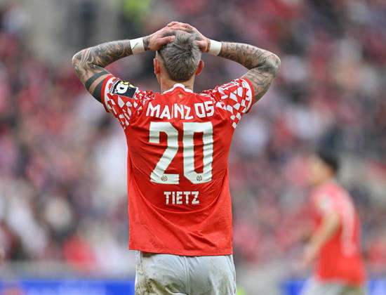 Football I Men I Season 2025 2026 I Bundesliga I 25 Matchday I 1 FSV Mainz 05 VFB Stuttgart I 07 03 2026 Phillip Tietz 20, 1 FSV Mainz 05 after missed goal chance Mainz MEWA Arena Rheinland Pfalz Germany Copyright: xLobeca MaraxWolfx