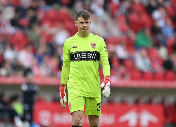 Football I Men I Season 2025 2026 I Bundesliga I 25 Matchday I 1 FSV Mainz 05 VFB Stuttgart I 07 03 2026 Alexander Nübel 33, VFB Stuttgart after conceding 2 2 Mainz MEWA Arena Rheinland Pfalz Germany Copyright: xLobeca MaraxWolfx