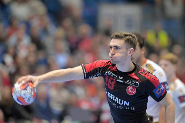 Florian Drosten MT Melsungen 18 on throw , GER, MT Melsungen HC Vardar 1961 PRO Skopje MKD , Handball, EHF European League Men, Main Round, Season 2025 2026, 10 03 2026, GER, MT Melsungen HC Vardar Skopje, Handball, EHF Men, Main Round, Season 2025 2026, 10 03 2026 Kassel Copyright: xEibner-Pressefotox xRolandxSippelx EP_RSL