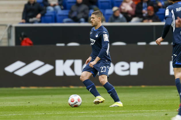 Andrej Kramaric TSG Hoffenheim, 27 on the ball , Germany, Soccer, 1 Bundesliga, Matchday 26, 2025 2026, TSG Hoffenheim vs VfL Wolfsburg, 14 03 2026, Sinsheim PreZero Arena Germany Copyright: xGrantxHubbsx