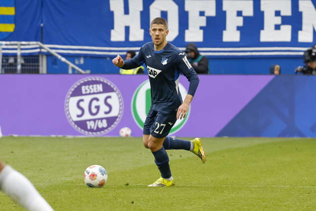 Andrej Kramaric TSG Hoffenheim, 27 on the ball , Germany, Soccer, 1 Bundesliga, Matchday 26, 2025 2026, TSG Hoffenheim vs VfL Wolfsburg, 14 03 2026, Sinsheim PreZero Arena Germany Copyright: xGrantxHubbsx