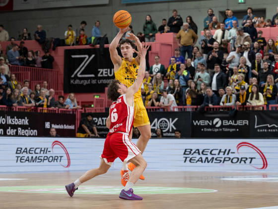 v li Jasper Guenther RheinStars Koeln, 06 , Kaya Bayram Tigers Tuebingen 05 GER, Tigers Tuebingen vs RheinStars Koeln, Men, Barmer 2 Basketball Bundesliga, ProA, Matchday 27, Season 2025 2026, 14 03 2026, GER, Tigers Tuebingen vs RheinStars Koeln, Men, Barmer 2 Basketball Bundesliga, ProA, Matchday 27, Season 2025 2026, 14 03 2026 Tuebingen Copyright: xEibner-Pressefoto WolfgangxFrankx EP_WFK