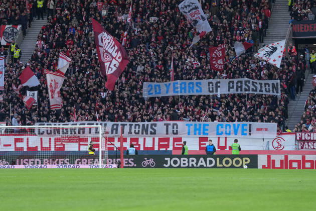 Banner of the fans and Ultras in the stands, Banner, Fan friendship after Sydney , Germany, Football, 1 Bundesliga, 26 Matchday, 2025 2026, SC Freiburg vs 1 FC Union Berlin, 15 03 2026, Europa Park Stadion, Freiburg, Germany DFL REGULATIONS PROHIBIT ANY USE OF PHOTOGRAPHS AS IMAGE SEQUENCES AND OR QUASI VIDEO Freiburg Europa Park Stadion Baden Württemberg Germany Copyright: xArnexAmbergx