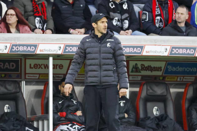 Julian Schuster SC Freiburg, Coach , Germany, Soccer, 1 Bundesliga, Matchday 26, 2025 2026, SC Freiburg vs 1 FC Union Berlin, 15 03 2026, Freiburg im Breisgau Europa Park Stadium Germany Copyright: xGrantxHubbsx