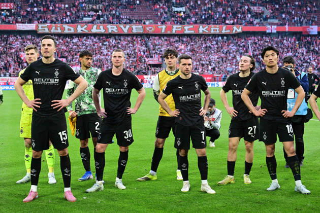 21 03 2026 Koeln Fußball, Herren, Saison 2025 2026, 1 FC Koeln vs Borussia Moenchengladbach The Gladbachers are disappointed after the game that they did not bring home the derby victory DFL regulations prohibit any use of photographs as image sequences and or quasi video Rhein Energie Stadion NRW Germany