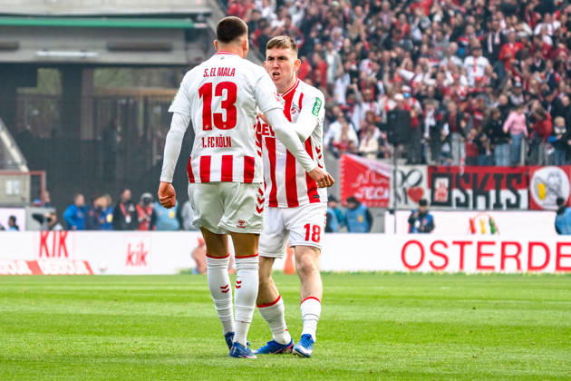 Germany Bundesliga 2025 2026 27 Matchday, 1 FC Köln vs Borussia Mönchengladbach, Saturday, 21 03 2026 Rhein Energie Stadion, North Rhine-Westphalia Goal for 1 1 by Said El Mala FC Köln, 13 Jubel Freude Emotionen Torjubel isak Johannesson FC Köln, 18 Copyright: xCelinaxLeiersx