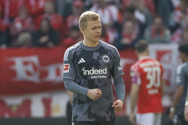 Jonathan Burkardt Eintracht Frankfurt, 09 , Germany, Football, 1 Bundesliga, Matchday 27, 2025 2026, 1 FSV Mainz vs Eintracht Frankfurt, 22 03 2026, Mainz Mewa Arena Rheinland Pfalz Germany Copyright: xGrantxHubbsx