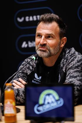 Club s head coach Ivan Leko pictured during a press conference, PK, Pressekonferenz of Belgian soccer team Club Brugge KV, Friday 03 April 2026 in Brugge, regarding their first game of the Champion s Play-Off (PO 1) competition of the Jupiler Pro League. Brugge will meet Anderlecht on Monday. KURTxDESPLENTER  x169678020x