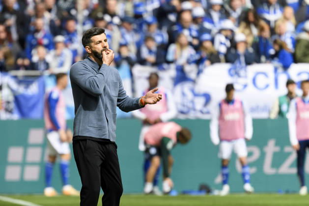 Coach Miron Muslic FC Schalke gestures during the 2 Bundesliga match between FC Schalke 04 and Karlsruher SC, Veltins Arena on April 05, 2026 in Gelsenkirchen, Germany Photo by Max Maiwald DeFodi Images Trainer Miron Muslic FC Schalke gestures during the 2 Bundesliga match between FC Schalke 04 and Karlsruher SC at Veltins Arena on April 5, 2026 in Gelsenkirchen, Germany Photo by Max Maiwald DeFodi Images Photo by Max Maiwald DeFodi Images