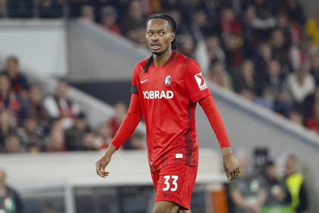Jordy Makengo SC Freiburg, 33 , Germany, Football, UEFA Europa League, quarter-finals, 2025 2026, SC Freiburg vs Celta Vigo, 09 04 2026, Freiburg im Breisgau Europa Park Stadion Stadion am Deutschland Copyright: xGrantxHubbsx