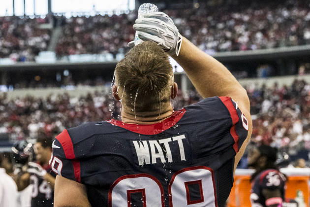 October 05, 2014: Houston Texans defensive end J.J. Watt (99) during the NFL, American Football Herren, USA game between the Houston Texans and the Dallas Cowboys at AT&T Stadium in Arlington, TX. The Cowboys defeated the Texans 20-17 in overtime. Copyright: xTimxWarnerx