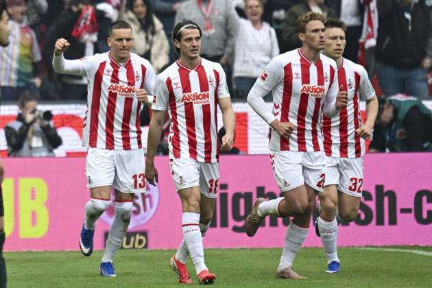 Said El Mala Koeln 13 celebrates after scoring the 1 0 goal with the team 12 04 2026 ¢ Football ¢ 1 FC Koeln vs SV Werder Bremen, Rheinenergiestadion, Koeln, DFB DFL REGULATIONS PROHIBIT ANY USE OF PHOTOGRAPHS AS IMAGE SEQUENCES AND OR QUASI VIDEO Copyright: xpepphotox xHorstxMauelshagenx pep00321, pep_20260412_hm_333285