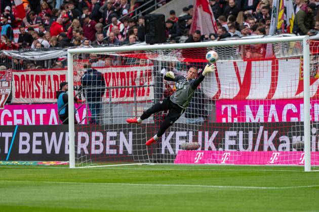Marvin Schwaebe, Goalkeeper, 1 FC Koeln 1 , , 1 FC Koeln vs SV Werder Bremen, Soccer, 1 Bundesliga, 29 Matchday, 12 04 2026 DFB DFL regulations prohibit any use of photographs as image sequences and or quasi video Koeln Nordrhein Westfalen Germany Copyright: xkolbert-press MartinxWdziecznyx
