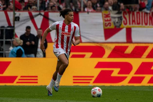 Jahmai Simpson Pusey, Defense, 1 FC Koeln 22 , , 1 FC Koeln vs SV Werder Bremen, Football, 1 Bundesliga, 29 Matchday, 12 04 2026 DFB DFL regulations prohibit any use of photographs as image sequences and or quasi video Koeln Nordrhein Westfalen Germany Copyright: xkolbert-press MartinxWdziecznyx
