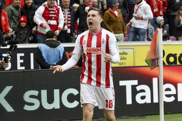 Isak Johannesson Koeln 18 cheers after scoring 3 1 12 04 2026 ¢ Football ¢ 1 FC Koeln vs SV Werder Bremen, Rheinenergiestadion, Koeln, DFB DFL REGULATIONS PROHIBIT ANY USE OF PHOTOGRAPHS AS IMAGE SEQUENCES AND OR QUASI VIDEO Copyright: xpepphotox xHorstxMauelshagenx pep00321, pep_20260412_hm_334687