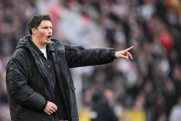 Trainer Merlin Polzin Hamburger SV gestures, gestures during the Bundesliga match between VfB Stuttgart and Hamburger SV, MHPArena Stuttgart am 12 April 2026 in Stuttgart, Germany Photo by Harry Langer DeFodi Images Trainer Merlin Polzin Hamburger SV gestures during the Bundesliga match between VfB Stuttgart and Hamburger SV at MHPArena Stuttgart on April 12, 2026 in Stuttgart, Germany Photo by Harry Langer DeFodi Images DFL regulations prohibit any use of photographs as image sequences and or quasi video Photo by Harry Langer DeFodi Images DFL regulations prohibit any use of photographs as image sequences and or quasi video