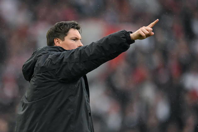 Trainer Merlin Polzin Hamburger SV gestures, gestures during the Bundesliga match between VfB Stuttgart and Hamburger SV, MHPArena Stuttgart am 12 April 2026 in Stuttgart, Germany Photo by Harry Langer DeFodi Images Trainer Merlin Polzin Hamburger SV gestures during the Bundesliga match between VfB Stuttgart and Hamburger SV at MHPArena Stuttgart on April 12, 2026 in Stuttgart, Germany Photo by Harry Langer DeFodi Images DFL regulations prohibit any use of photographs as image sequences and or quasi video Photo by Harry Langer DeFodi Images DFL regulations prohibit any use of photographs as image sequences and or quasi video