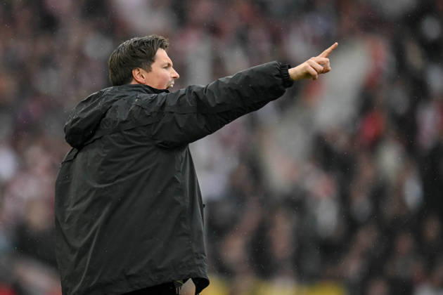 Trainer Merlin Polzin Hamburger SV gestures, gestures during the Bundesliga match between VfB Stuttgart and Hamburger SV, MHPArena Stuttgart am 12 April 2026 in Stuttgart, Germany Photo by Harry Langer DeFodi Images Trainer Merlin Polzin Hamburger SV gestures during the Bundesliga match between VfB Stuttgart and Hamburger SV at MHPArena Stuttgart on April 12, 2026 in Stuttgart, Germany Photo by Harry Langer DeFodi Images DFL regulations prohibit any use of photographs as image sequences and or quasi video Photo by Harry Langer DeFodi Images DFL regulations prohibit any use of photographs as image sequences and or quasi video