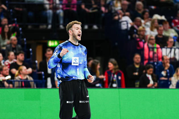 Cheers after parade Gonzalo Perez de Vargas THW Kiel, 01 GER, Handball Sport Verein Hamburg vs THW Kiel, Handball, 1 Bundesliga, Matchday 28, Season 2025 2026, 12 04 2026 GER, Handball Sport Verein Hamburg vs THW Kiel, Handball, 1 Bundesliga, Matchday 28, Season 2025 2026, 12 04 2026 Hamburg Copyright: xEibner-Pressefoto MarcelxvonxFehrnx EP_MFN