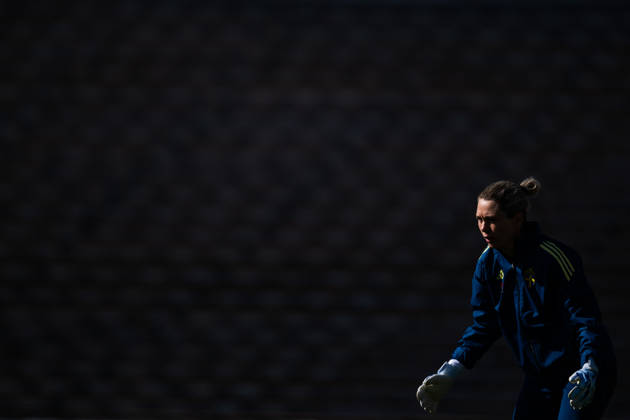 260416 Goalkeeper Jennifer Falk of the Swedish women s national football team during a training session on April 16, 2026 in Gothenburg Photo Mathias Bergeld BILDBYRAN code MB MB1364 fotboll football soccer fotball vm kval kval fifa womens world cup qualifier qualifier träning practice training sverige sweden dam bbeng women kvinner  Copyright: MATHIASxBERGELD BB260416MB035