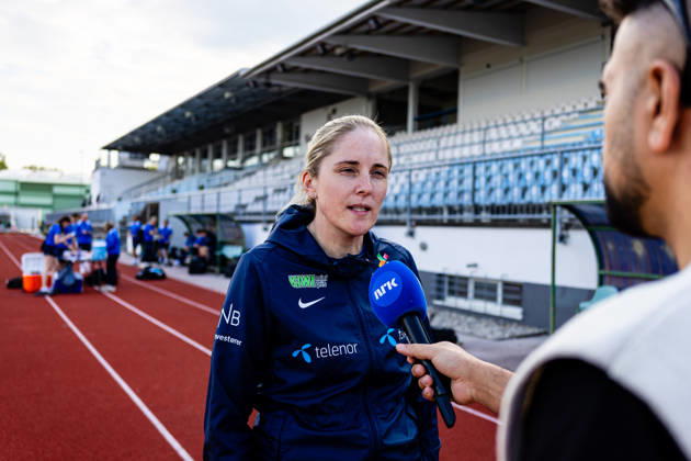 260417 Head coach Gemma Grainger of the Norwegian women™s national football team after a training session on April 17, 2026 in Ptuj Photo Marius Simensen BILDBYRAN Cop 238 bbeng dam fifa women s world cup qualifier football fotball fotboll norge norway practice soccer training trening träning Copyright: MARIUSxSIMENSEN BB260417BB202