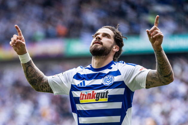 3 Liga MSV Duisburg TSG Hoffenheim II 18 04 2026 MSV Duisburg celebrates the goal, 1 0 by Lex Tyger Lobinger MSV Duisburg, 45 3 Liga MSV Duisburg TSG Hoffenheim II Schauinsland Reisen Arena, Duisburg, 18 04 2026 DFB regulations prohibit any use of photographs as image sequences and or quasi video Copyright: xBEAUTIFULxSPORTS Buriakovx