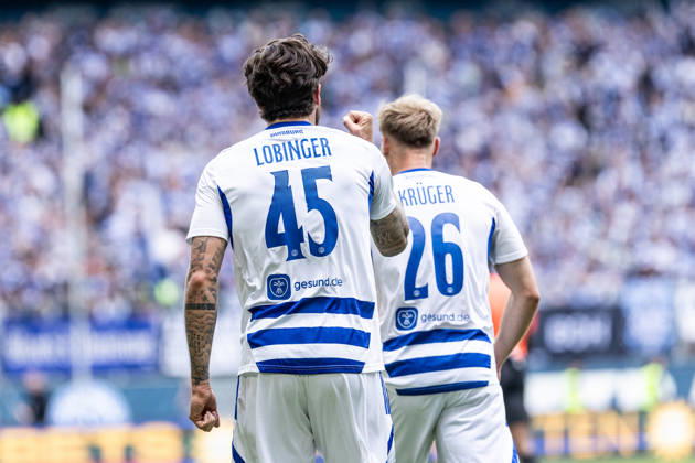 3 Liga MSV Duisburg TSG Hoffenheim II 18 04 2026 MSV Duisburg celebrates the goal, 1 0 by Lex Tyger Lobinger MSV Duisburg, 45 3 Liga MSV Duisburg TSG Hoffenheim II Schauinsland Reisen Arena, Duisburg, 18 04 2026 DFB regulations prohibit any use of photographs as image sequences and or quasi video Copyright: xBEAUTIFULxSPORTS Buriakovx