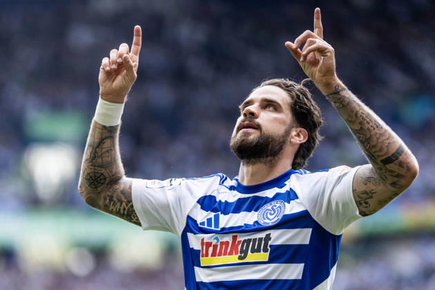 3 Liga MSV Duisburg TSG Hoffenheim II 18 04 2026 MSV Duisburg celebrates the goal, 1 0 by Lex Tyger Lobinger MSV Duisburg, 45 3 Liga MSV Duisburg TSG Hoffenheim II Schauinsland Reisen Arena, Duisburg, 18 04 2026 DFB regulations prohibit any use of photographs as image sequences and or quasi video Copyright: xBEAUTIFULxSPORTS Buriakovx