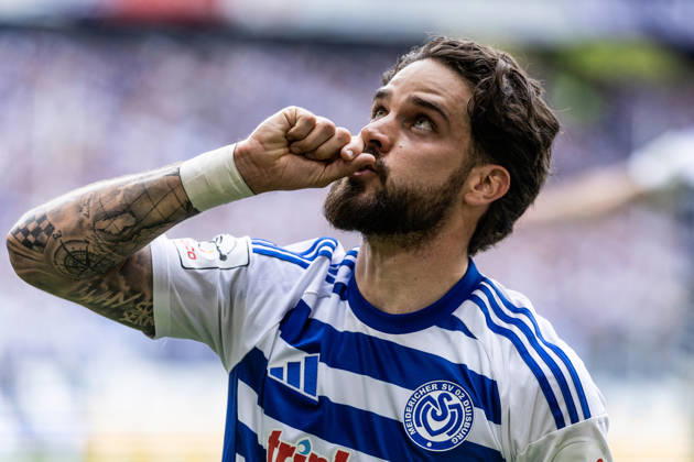 3 Liga MSV Duisburg TSG Hoffenheim II 18 04 2026 MSV Duisburg celebrates the goal, 1 0 by Lex Tyger Lobinger MSV Duisburg, 45 3 Liga MSV Duisburg TSG Hoffenheim II Schauinsland Reisen Arena, Duisburg, 18 04 2026 DFB regulations prohibit any use of photographs as image sequences and or quasi video Copyright: xBEAUTIFULxSPORTS Buriakovx