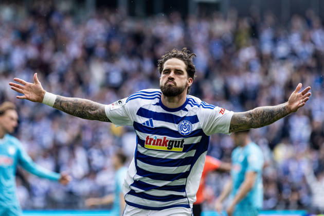 3 Liga MSV Duisburg TSG Hoffenheim II 18 04 2026 MSV Duisburg celebrates the goal, 2 1 by Lex Tyger Lobinger MSV Duisburg, 45 3 Liga MSV Duisburg TSG Hoffenheim II Schauinsland Reisen Arena, Duisburg, 18 04 2026 DFB regulations prohibit any use of photographs as image sequences and or quasi video Copyright: xBEAUTIFULxSPORTS Buriakovx