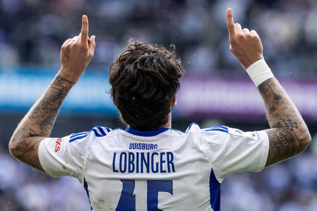 3 Liga MSV Duisburg TSG Hoffenheim II 18 04 2026 MSV Duisburg celebrates the goal, 2 1 by Lex Tyger Lobinger MSV Duisburg, 45 3 Liga MSV Duisburg TSG Hoffenheim II Schauinsland Reisen Arena, Duisburg, 18 04 2026 DFB regulations prohibit any use of photographs as image sequences and or quasi video Copyright: xBEAUTIFULxSPORTS Buriakovx