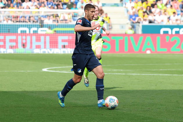 18 04 2026, xrekx, Soccer 1 Bundesliga, TSG 1899 Hoffenheim Borussia Dortmund v l Andrej Kramaric TSG 1899 Hoffenheim DFL DFB REGULATIONS PROHIBIT ANY USE OF PHOTOGRAPHS as IMAGE SEQUENCES and or QUASI VIDEO Sinsheim