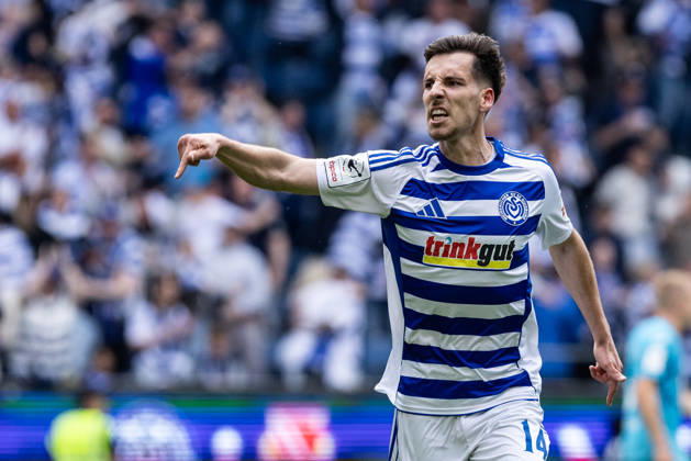 3 Liga MSV Duisburg TSG Hoffenheim II 18 04 2026 MSV Duisburg celebrates the goal, 3 1 by Conor Noß MSV Duisburg, 14 3 Liga MSV Duisburg TSG Hoffenheim II Schauinsland Reisen Arena, Duisburg, 18 04 2026 DFB regulations prohibit any use of photographs as image sequences and or quasi video Copyright: xBEAUTIFULxSPORTS Buriakovx