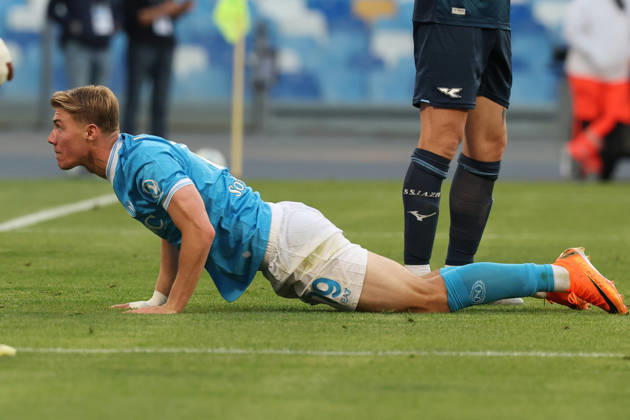 Napoli™s Rasmus Hojlund during the Serie A soccer match between Napoli and Lazio at the Diego Armando Maradona Stadium in Naples, southern italy - Saturday , April 18 , 2026. - Soccer .  Copyright: xAlessandroxGarofalo LaPressex