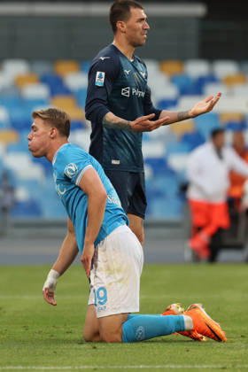 Napoli™s Rasmus Hojlund during the Serie A soccer match between Napoli and Lazio at the Diego Armando Maradona Stadium in Naples, southern italy - Saturday , April 18 , 2026. - Soccer .  Copyright: xAlessandroxGarofalo LaPressex
